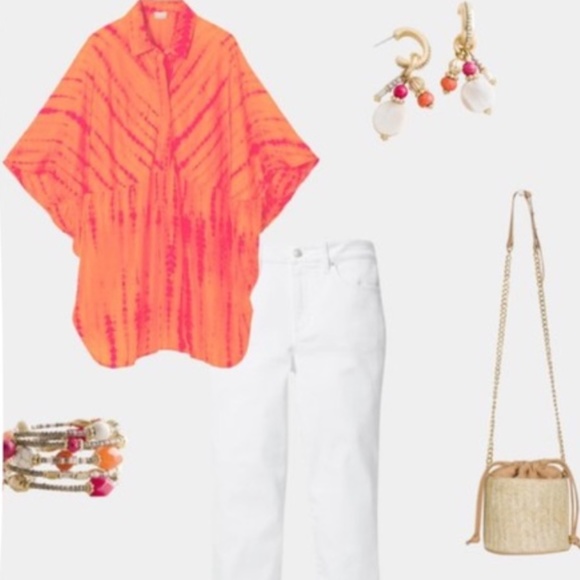 CHICO'S Silk Tie-Dye Envelope Sleeve Pullover Top - Picture 11 of 11